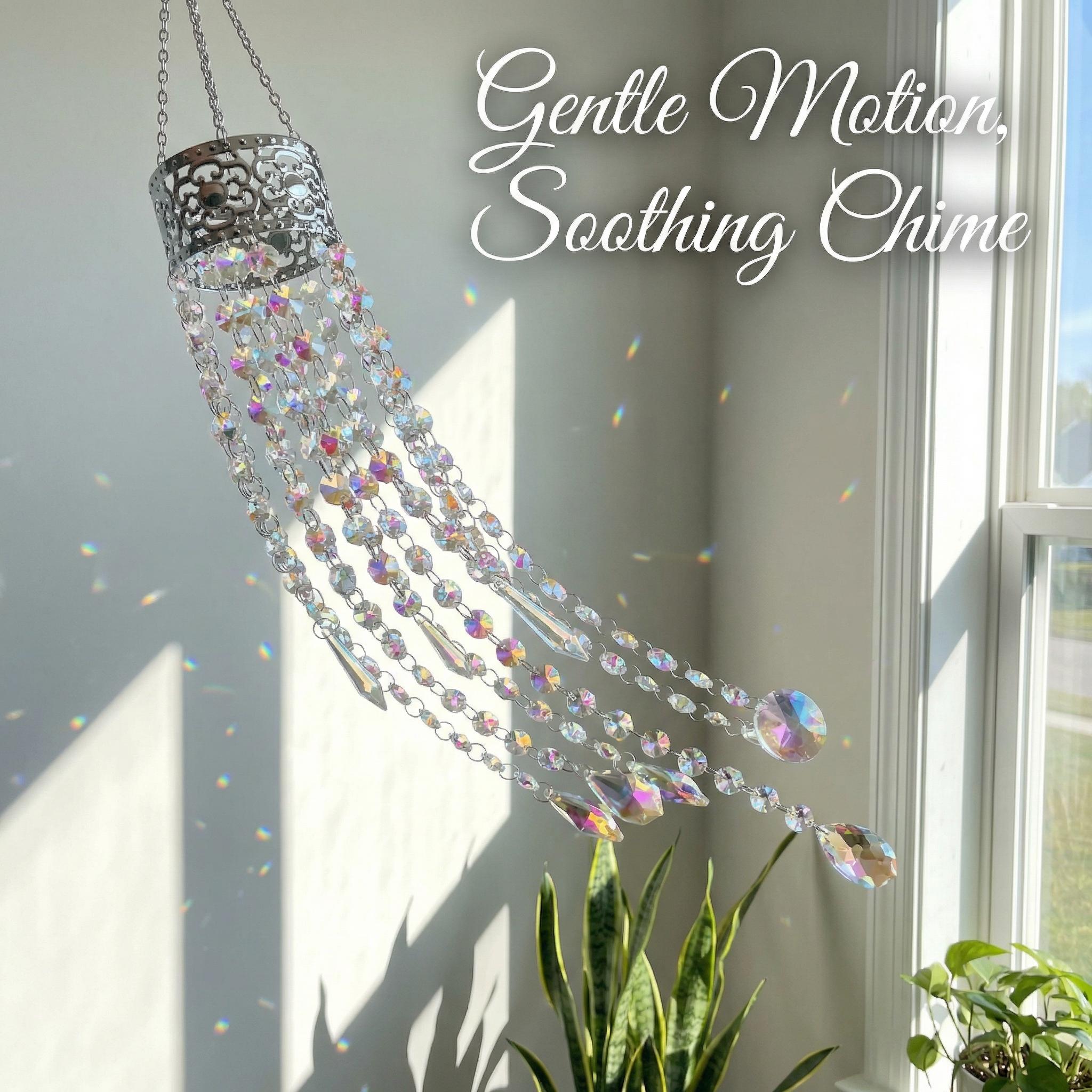 Crystal Sun Catcher with Silver flower Crown – Rainbow Maker Prism Decor, Handmade , Indoor Windows ,  french doors Durable Gift for Home Garden Wedding Blessings glass suncatcher wall art great gardening unique large memorial wind chime