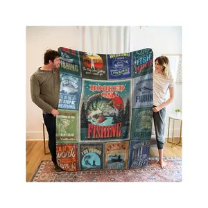 1pc Fishing-Themed Flannel Throw Blanket - Soft, Lightweight, Breathable, Durable Polyester, Ideal For Bed, Sofa, Office, Dormitory, Car, Camping - Machine Washable, Holiday Gift, Office Decor|Fishing Motif|Durable Polyester, Fishing-30*40in