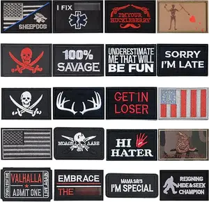 20Pcs Tactical Flag Patch, Hook Fastener American Military Patches Set for Tactical Caps, Bags, Backpacks, Tactical Vest, Military Uniforms