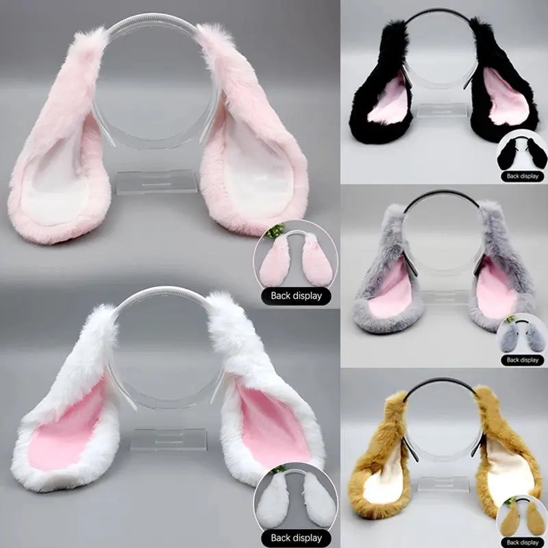 Plush Bunny Earbands with Cute Ears, a Puffy Headband for Unisex Cosplay and Party Costumes, Fashion Accessory