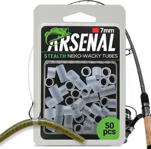 Arsenal Stealth Silicone Tube Shields - 50-Pack Premium Silicone O-Rings for Wacky Rigs & Neko Rigs, Fishing Lure Accessory Ideal for Wacky Worm Hooks, Neko Rig Hooks & Senko Kits, O-Rings for Fishing