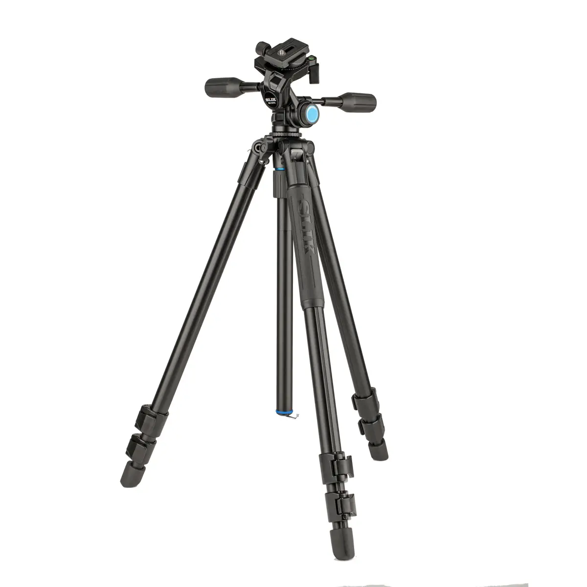 Slik PRO AL-523-3WFC Retractable 3-Section Aluminum Camera Tripod with SH-747FC 3-Way Pan Head, Bubble Level Camera Photography Equipment Accessory with Resistance Feature