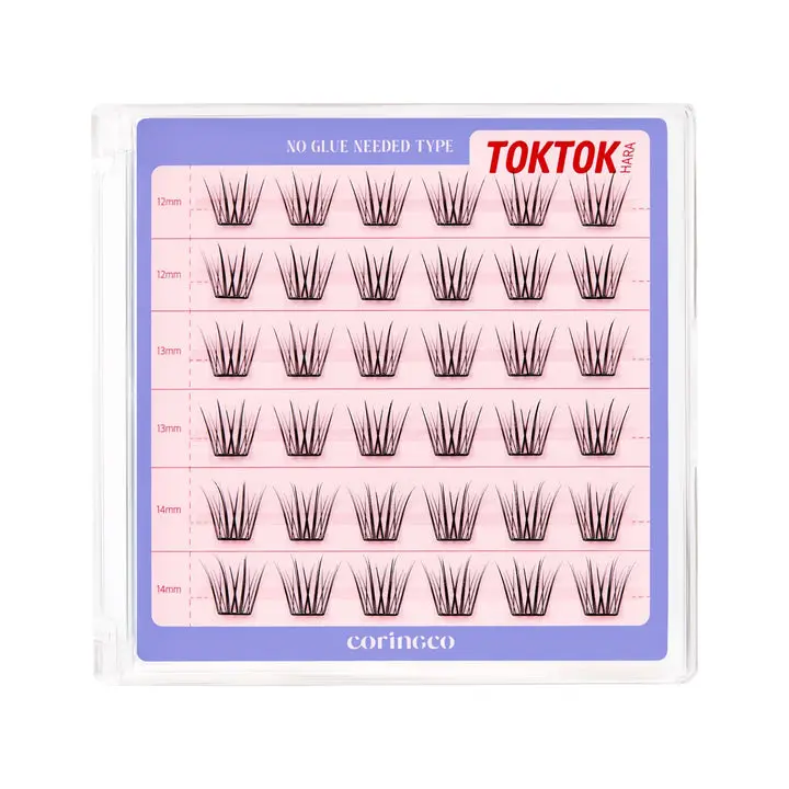 CORINGCO Self Adhesive LONG False Eyelashes | No Glue Needed | Reusable Lash Clusters 12/13/14mm