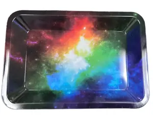 Cosmic Galaxy Metal Tray – 5x7" Colorful Decorative Organizer