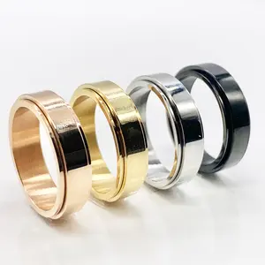 Spinner Ring women Titanium Steel Worry Ring, Meditation Ring Fidget ring Anxiety / Stress, Spin Ring Fidget Ring help Worry