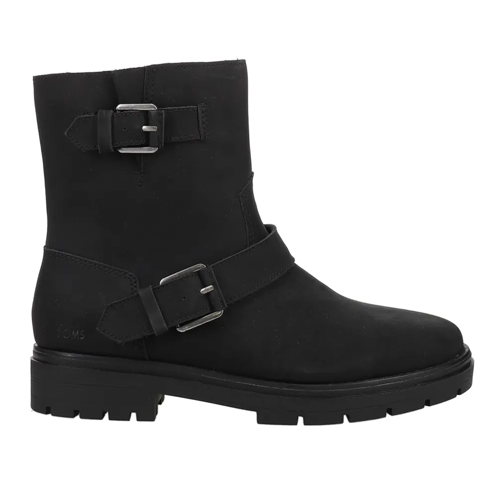 TOMS Womens Ionie Zippered Moto Casual Boots Ankle Low Heel 1-2" - Black