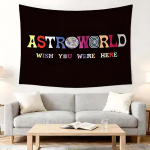 1pc Astroworld Custom Tapestry for Unique Wall Decoration - Perfect for Living Rooms, Bedrooms, and Studies to Enhance Your Space with Vibrant Colors and Inspirational Message "Wish You Were Here" - Ideal Background Fabric for Creative Interiors