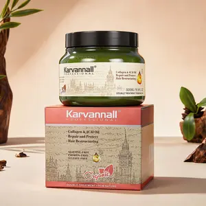 Karvannall Collagen & Acai Oil Hair Mask 500ml - Deep Conditioning Hydration Treatment for Summer Curls, Smoothing Moisturizer & Heat Protectant for All Hair Types Silicone-Free