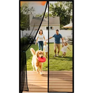 Screen Door -  Out, Breeze in - 9min Install Auto-Sealing Heavy Duty Double Stitched Mesh, 52 , Hands Free Sliding & Patio Doors Net, Pet &  Friendly, 38 x 82 Inch