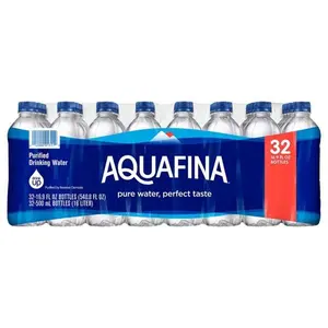 Aquafina Purified Bottled Drinking Water 16.9 oz 32 Pack Bottles Beverage Pure Water Seven-step HydRO-7 Process Sodium Sugar Calorie Free