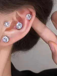 Elegant No Piercing Magnetic Zircon Earrings, Fashionable Ear Clips, High-End Sparkling Jewelry, Stylish Ear Accessories