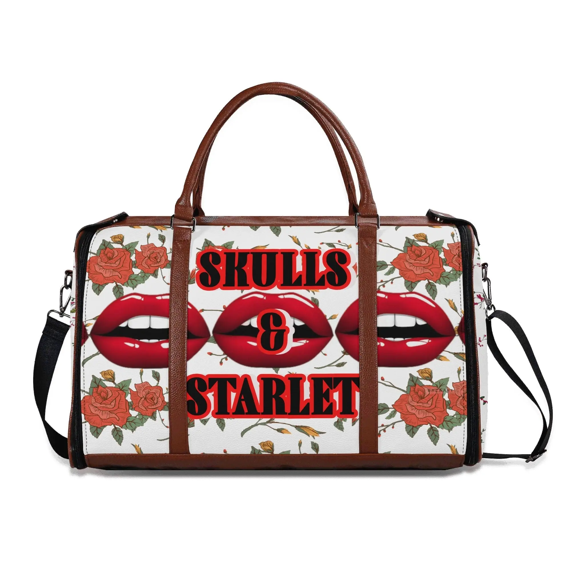 skulls and starlet Leather Duffle Bag Foldable Travel Bag