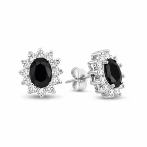 Halo Gem Earrings in Black Diamond by AZ Essentials