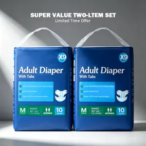 X9 Adjustable Closure Adult Diaper,Super Value Two-Item Set,Incontinence Protection Disposable .Diapers in M/L/XL . 8HR Odor Control High Absorbency and Leakproof. Clinically Tested Safe Unscented & Chlorine-Free.