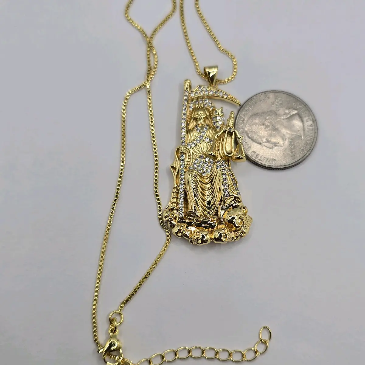 LA SANTA MUERTE fashion necklace multi-stones small chain gold-plated 18k color