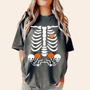 Skeleton Halloween Maternity Sweatshirt Funny Twin Pregnancy Announcement Shirt Pregnant Women Costume Fall Twins Mom Sweater Mama to Be