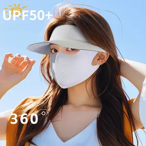 3-piece set Thin Female UV Protection Cycling Breathable Ultra-light Ice Silk Mask Sun Mask Summer Cover Full Face Sunscreen hat