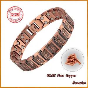 99.9% Pure Copper Magnetic Cross Bracelet with 3500 Gauss Magnets for Wellness & Energy. Adjustable, Hypoallergenic, Durable, Stylish Gift for Men, Dads, or Yourself—Promoting Strength, Health & Style