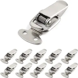 Pack of 10 Mini Size Toggle Latch Set, Silver, Metal, Flat Head, Securing Boxes and Containers, Home, Office, Shop Use