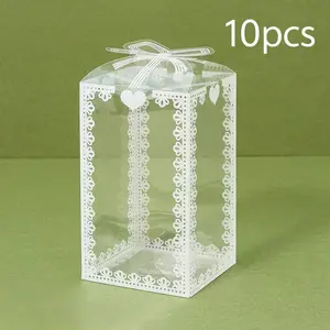 10 Pack Clear Printed PVC Gift Boxes, Versatile Gift Packaging for Mother's Day, Father's Day, Birthday and Anniversary Decor