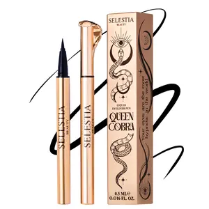 SELESTIA BEAUTY Liquid Eyeliner Pen Queen Cobra - Felt-Tip Smudge-Resistant Eyeliner - Black Liquid Liner - Smooth Precise Application 0.016 fl. oz.