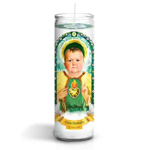Saint Hasbulla: TikTok Celebrity Prayer Candle | Non Scented | 8 inch Glass Prayer Votive - 100% Handmade in USA | Funny Gift Idea