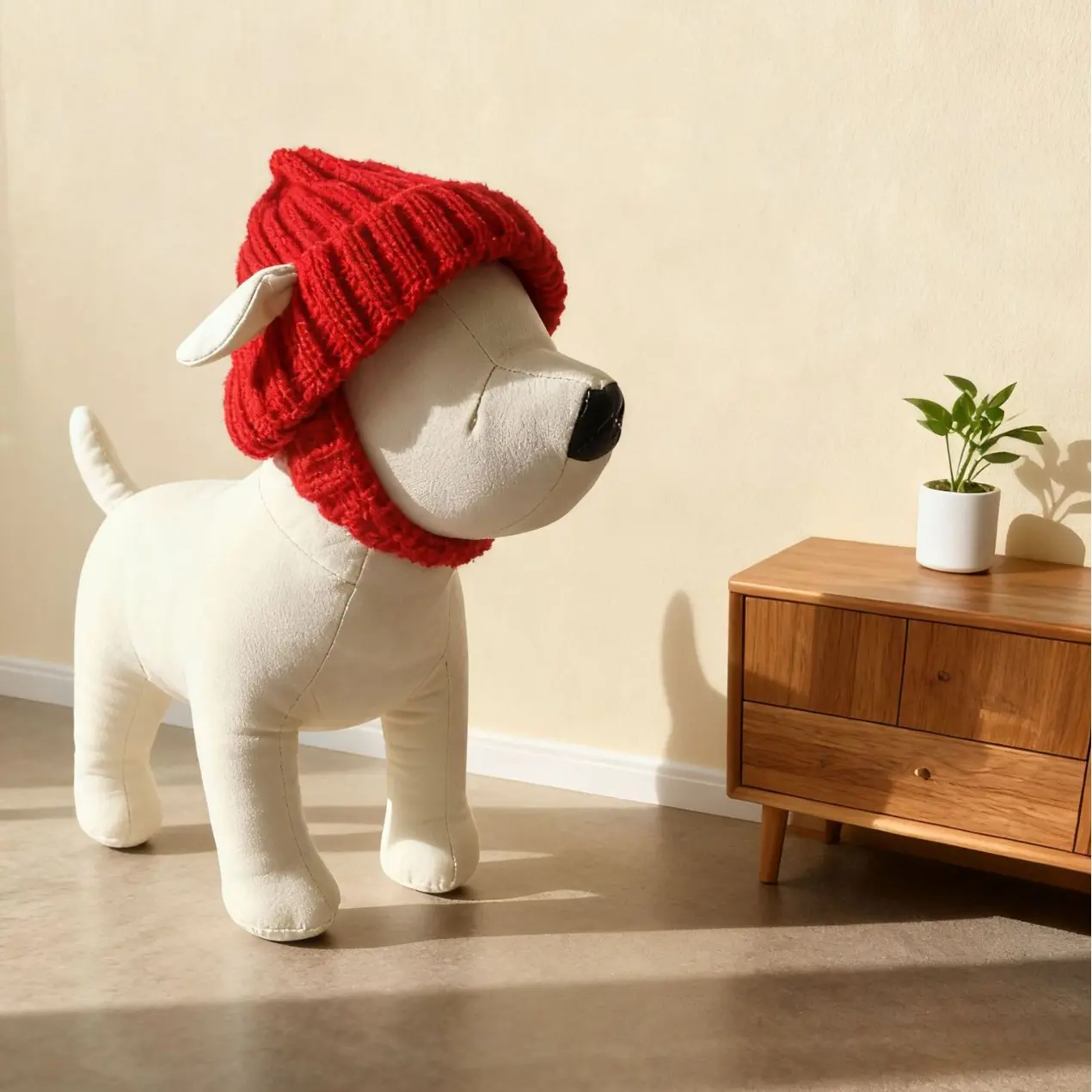 Warm Knitted Dog Hat Winter Pet Ear Holes Beanie Hat For Small Medium Dogs