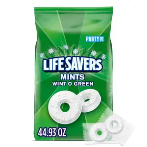 LIFE SAVERS Wint-O-Green Summer Candy Individually Wrapped Hard Mints, Party Size, 2.8 LB Bulk Bag