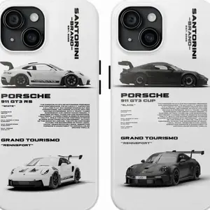 Porsche 911 GT3 RS Matching Phone Case for Couples| Black & White His & Hers Porsche Phone Cover Suitable for iPhone 17-11 Pro Max/Plus and  Samsung Galaxy S23-25