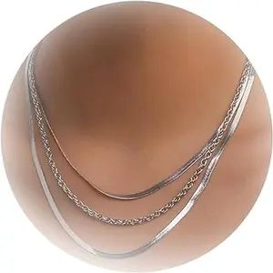 Dcfywl731 Multilayer Snake Chain Necklaces for Women Layered Gold Snake Chain Choker Necklace for Girls Lady Women Trendy Stuff Under 5 Dollar Items for Teen Girls Silver Chain Necklaces