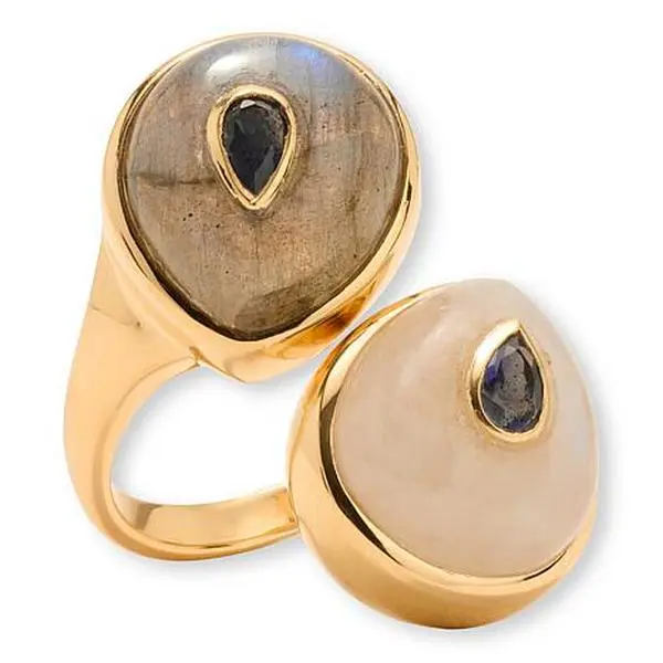 Rarities Fine Jewelry Rarities Gold-Plated Moonstone, Labradorite and Iolite Ring