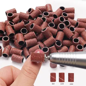 50pcs Nail Art Sanding Wheels 80#120#180#, Silver Color Handle, Professional Manicure & Pedicure Tools, Nail Care Abrasive Discs, Flawless Nail Care