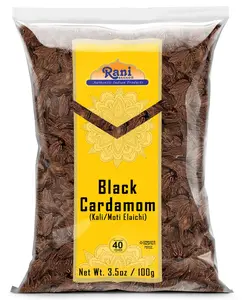 Rani Black Cardamom Pods (Kali Elachi) Whole Indian Spice 3.5oz (100g) ~ All Natural | Vegan | Gluten Friendly | NON-GMO | Kosher | Indian Origin | Smokey, Tsaoko, Cao Guo, Bach Dan Khau, Badi