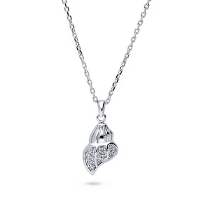 Seashell CZ Pendant Necklace in Sterling Silver
