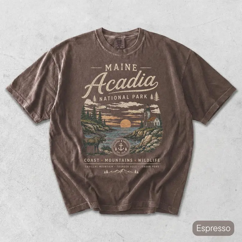 Comfort Colors Acadia National Park TShirt, Vintage Maine USA, Rocky Mountain T-Shirt, Hiking Lover Gift, USA Nostalgia Tee, Rocky Souvenir