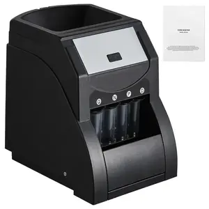 USD Coin Sorter, Coin Sorter Machine for USD Coin 1/5/10/25 cents, Sorts up to 230 Coins/min, Coin Sorter and Wrapper Machine Holds 200 Coins, includes 4 Coin Tubes, Black