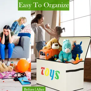 32gal Extra Large Toy Box Storage Basket with Lids, Collapsible Sturdy Toy Storage Organizer Boxes Bins Baskets for Kids, Boys, Girls, Nursery, Playroom, Closet Home Bedroom Office Nursery Storage Trunks