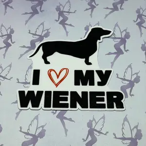 I Love my Wiener, Cute Pet 3 inch Sticker, Weatherproof Vinyl