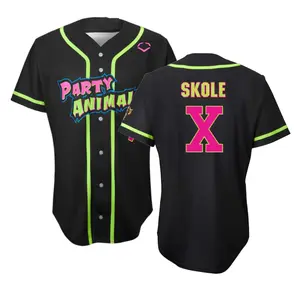 Party Animals #X EvoShield BBCL Jersey -  Loose Fit Baseball Jersey with Moisture-Wicking Fabric and Full Button Down Closures for Athletes