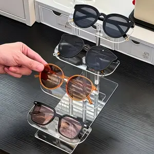 1pc multifunctional storage box for retail glasses display stand, with step decoration, suitable for optical shops, boutiques, families-compatible glasses, nail polish, cosmetics, perfume-space-saving countertops.