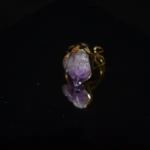 【ONE OF A KIND】Raw Amethyst Stone Ring, Unique Adjustable Ring, No Two Alike, Unisex Crystal JewelryRaw Amethyst Stone Ring, Minimalist Adjustable Open Ring, Unisex Boho Crystal Jewelry Gift