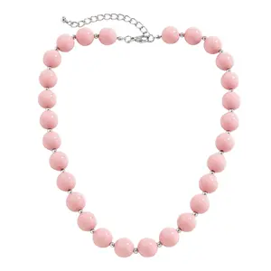 Pink Acrylic Beaded Necklace Simple Choker Fashion Clavicle Chain