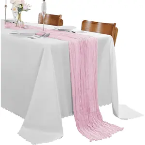 15 Pack Pink Cheesecloth Table Runner 9FT Rustic Sheer Table Runners 17x108 Inch Gauze Boho Runner for Wedding Bridal  Shower Birthday Party Table Decorations