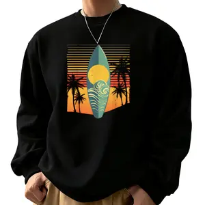 Cool Surfboard Print Long Sleeve Sweatshirt for Men and Women Surf Fans