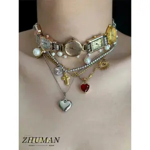 Clock Necklace, Cyberpunk Style, Unisex Jewelry Accessories, Party Gift