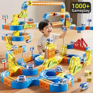 67/83/131/160pcs Electric Train Set, Interlocking Track System, Electric Ring Railway, Stem Education Gift for Halloween Christmas Thanksgiving