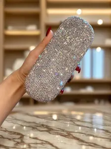 Korean Retro Starry Box High-End Rhinestone Eyeglass Case, Student Women Anti-Stress Simple Personal Fashion Mirror Case, Glasses Holder