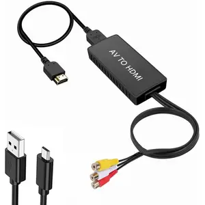 RCA to HDMI Converter, Composite to HDMI Adapter AV to HDMI Support 1080P PAL/NTSC Compatible with PS one, PS2, PS3, STB, Xbox, VHS, VCR, Blue-Ray DVD Players