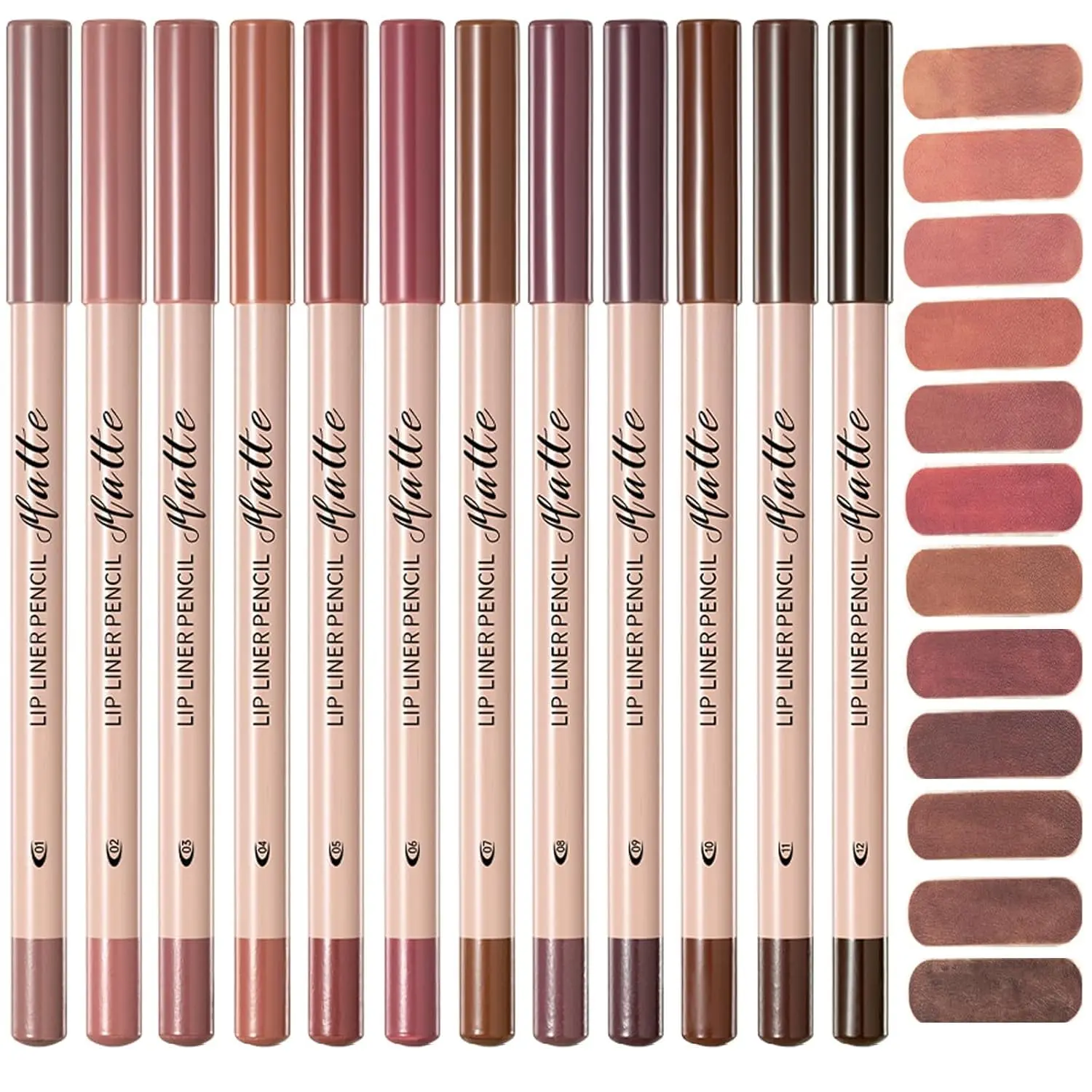Lip Liner Set,Long Lasting Waterproof Nude Lip Liner Pencil Set,Smooth and High Pigmented Natural Lip Makeup Pencil