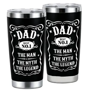 "DAD BEST NO.1"Father Design 20oz Stainless Steel Cup,Thermos Cup with Lid,Insulation,Reusable Drinking Cup,High-Quality Water Bottle for Iced Coffee,Beer,Juice,Milk,Cold Drinks,Fashionable,Perfect Gift for Sarcasm Lovers,Friend,Family,Coffee